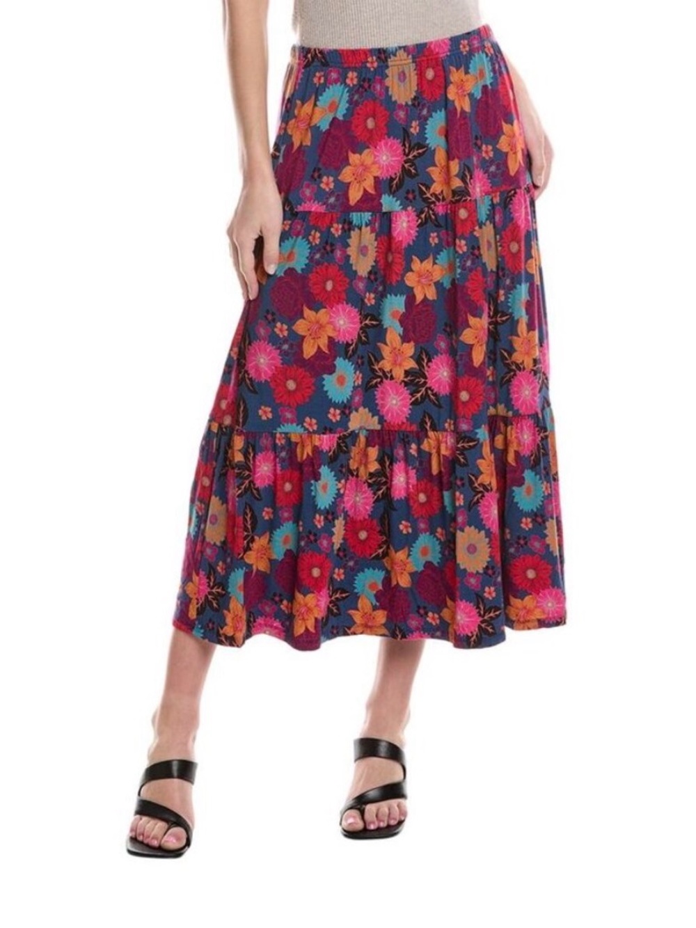 Johnny Was MERIDA TIERED SKIRT Colorful Floral Size medium